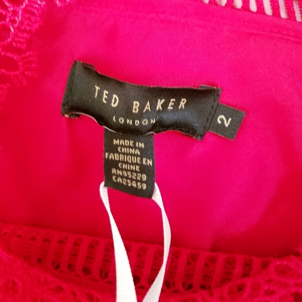 🌸 NEW Ted Baker |Red Ruffle Shift Dress 6 - Picture 14 of 16